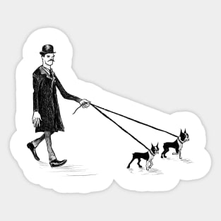 A Gentleman Dog Walk Sticker